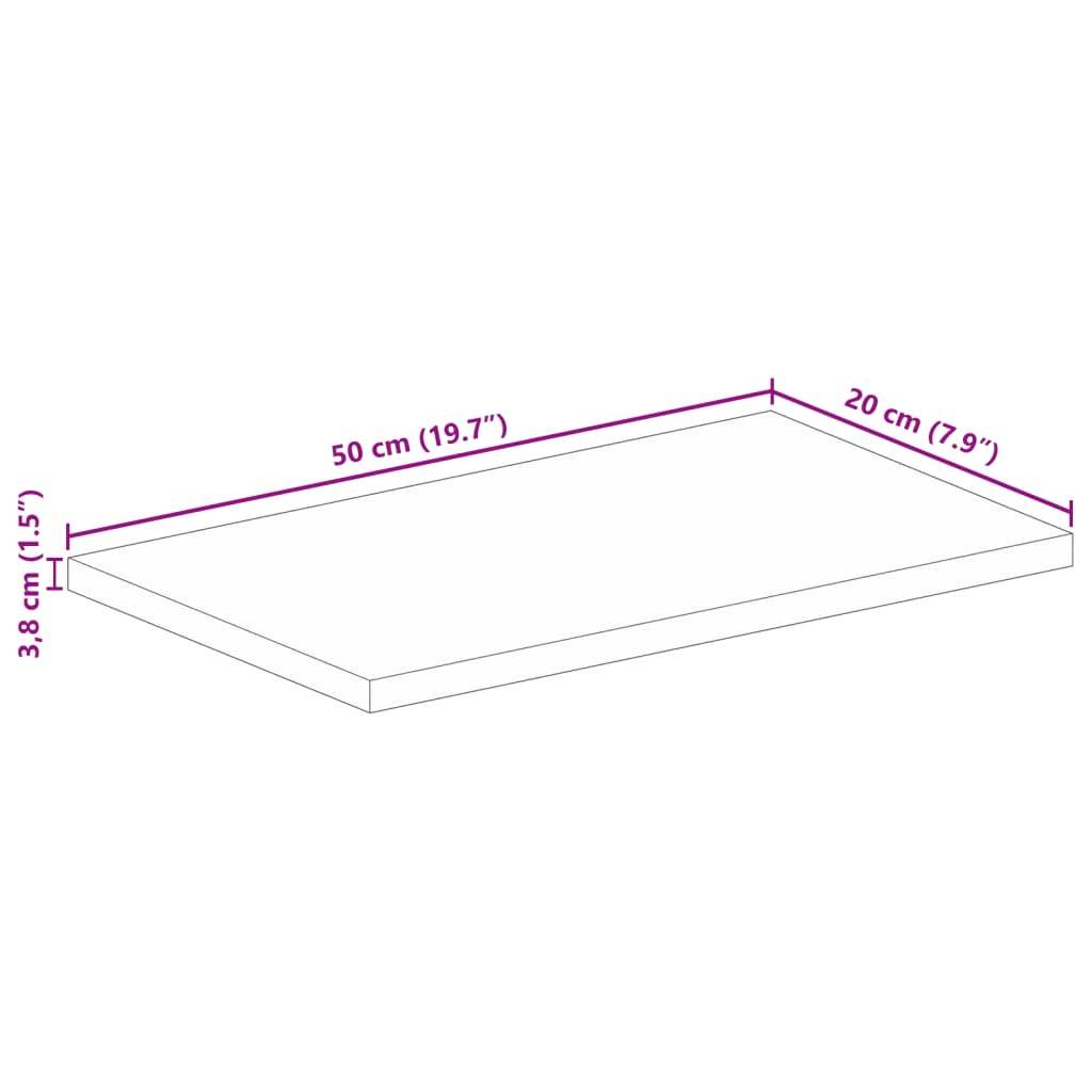 Bordsskiva 50x20x3,8 cm rektangulär massivt mango-trä