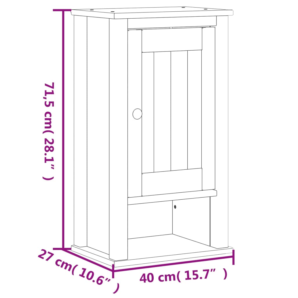 Badrumsskåp BERG svart 40x27x71,5 cm massiv furu