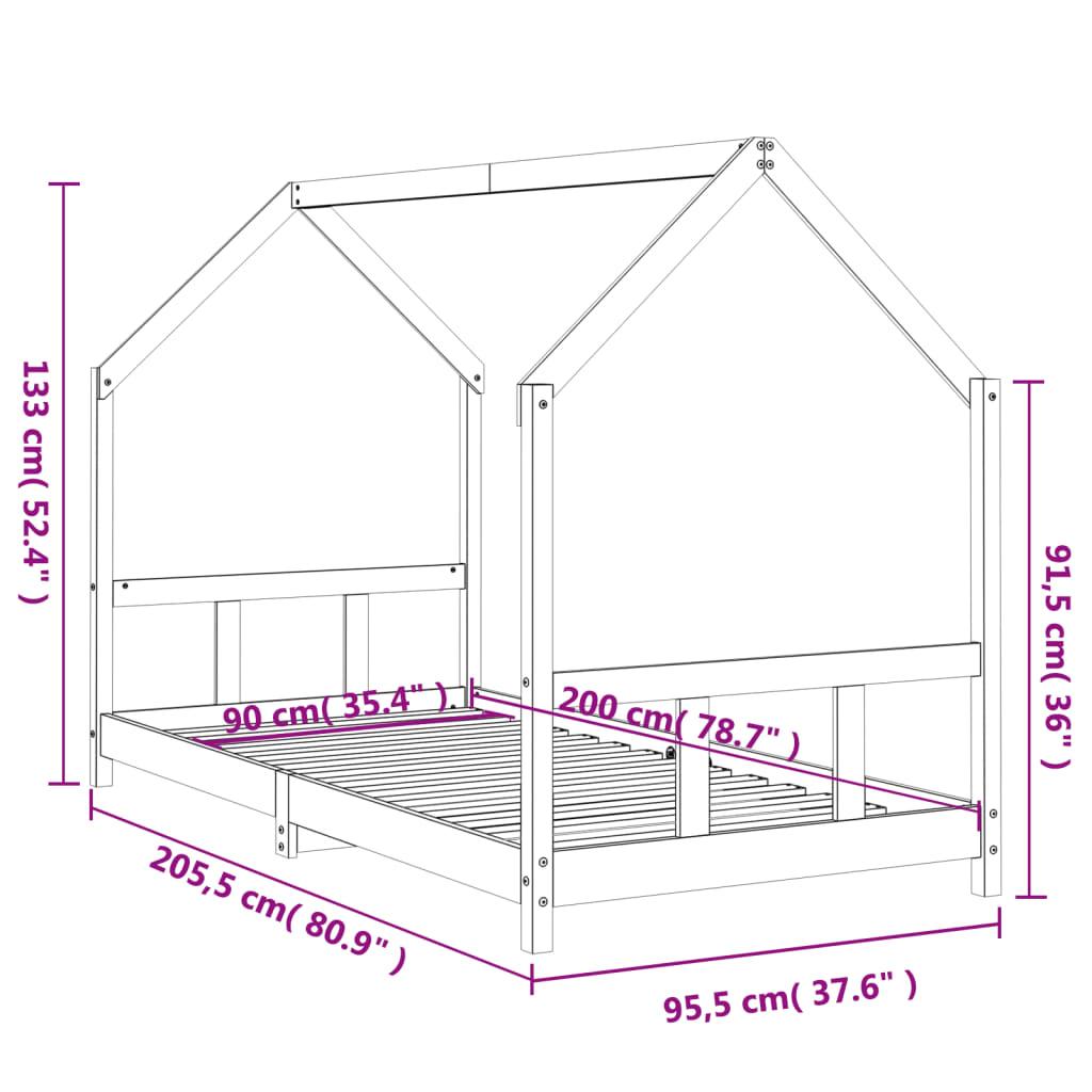 Sängram för barnsäng 90x200 cm massiv furu - HQ5