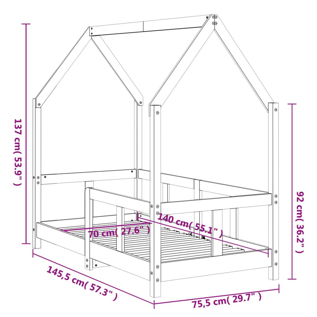 Sängram för barnsäng vit 70x140 cm massiv furu - HQ5