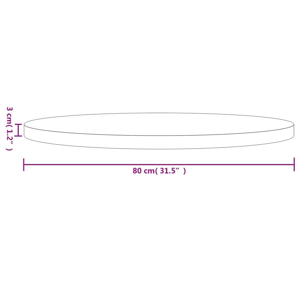 Bordsskiva rund Ø80x3 cm massiv furu - HQ5