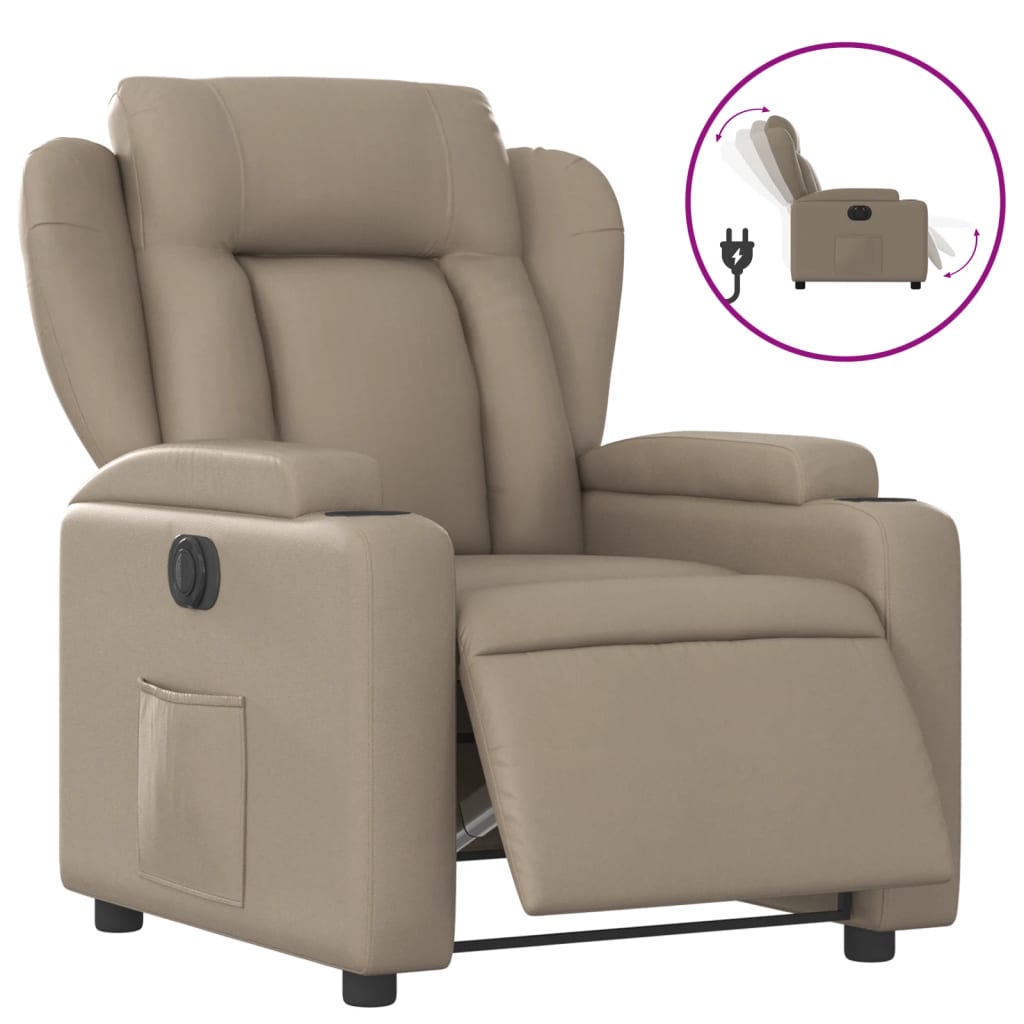 Elektrisk reclinerfåtölj cappuccino konstläder