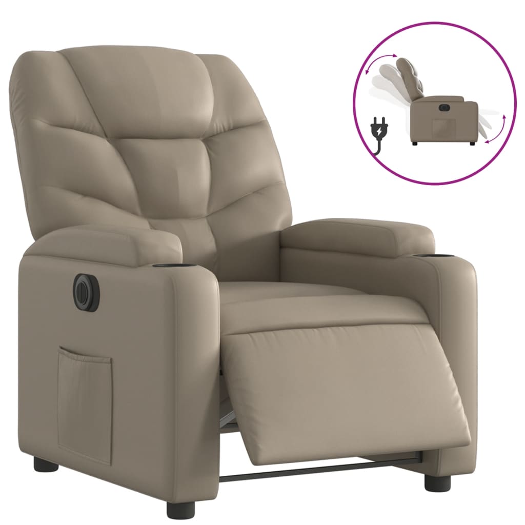 Elektrisk reclinerfåtölj cappuccino konstläder