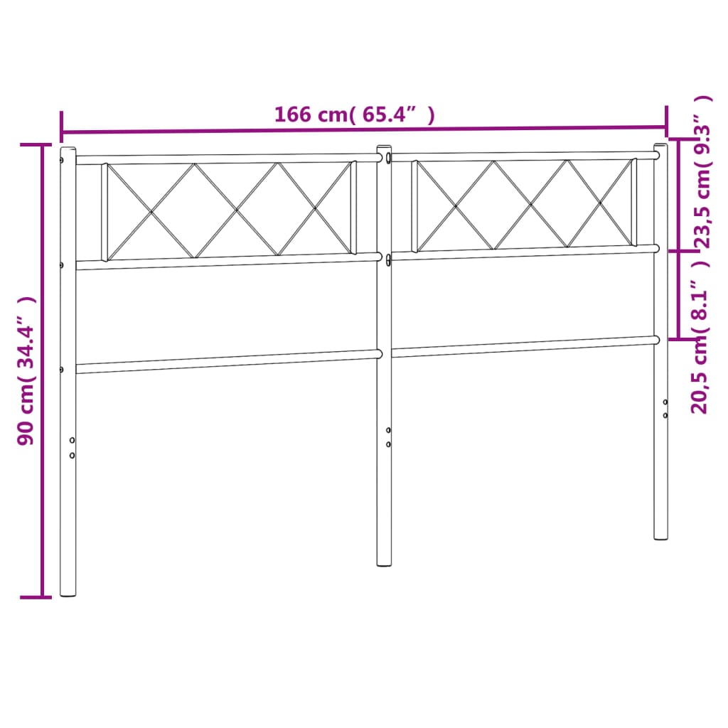 Huvudgavel metall vit 160 cm