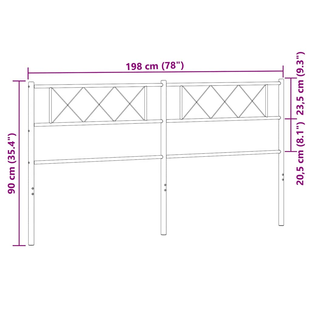 Huvudgavel metall vit 193 cm