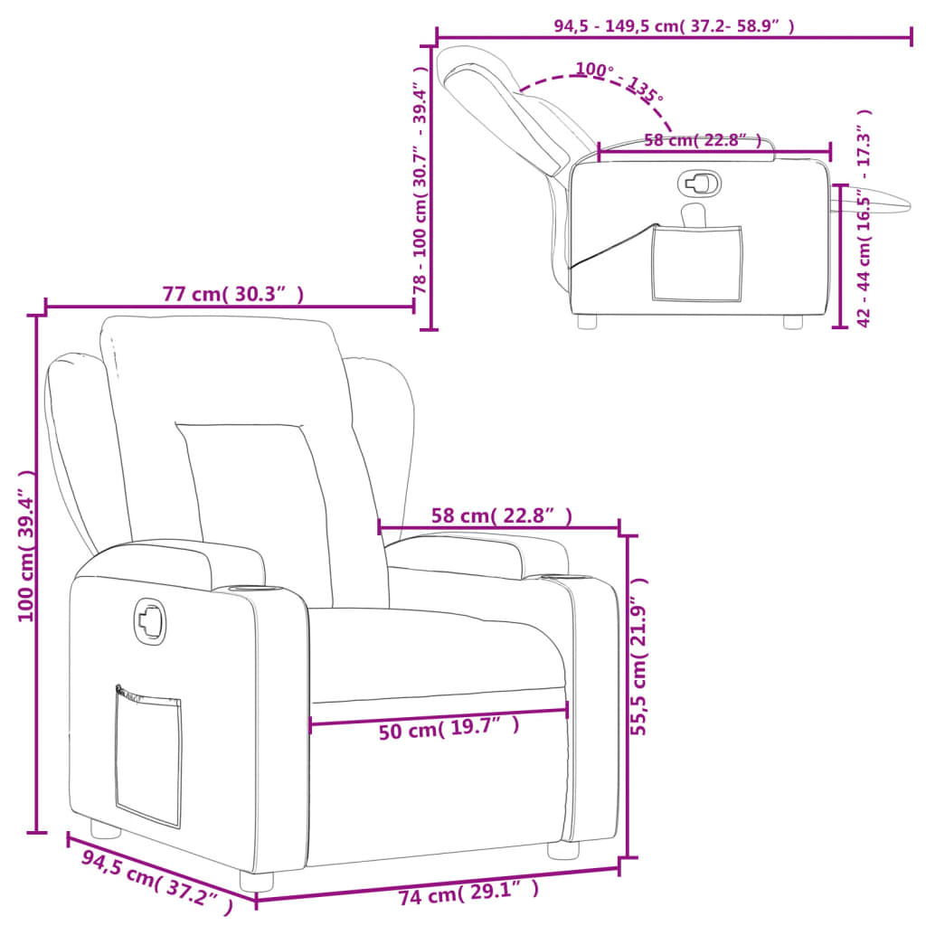 Reclinerfåtölj cappuccino konstläder