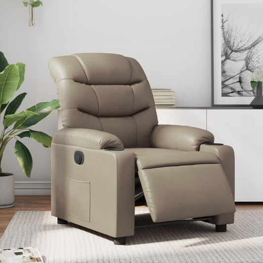 Elektrisk reclinerfåtölj cappuccino konstläder