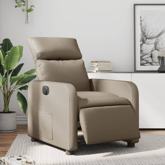 Elektrisk reclinerfåtölj cappuccino konstläder