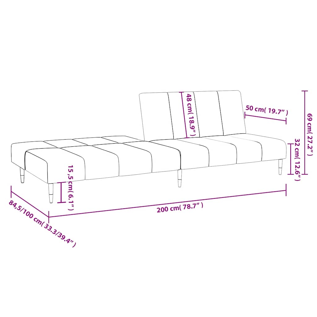 Bäddsoffa 2-sits ljusgrön sammet