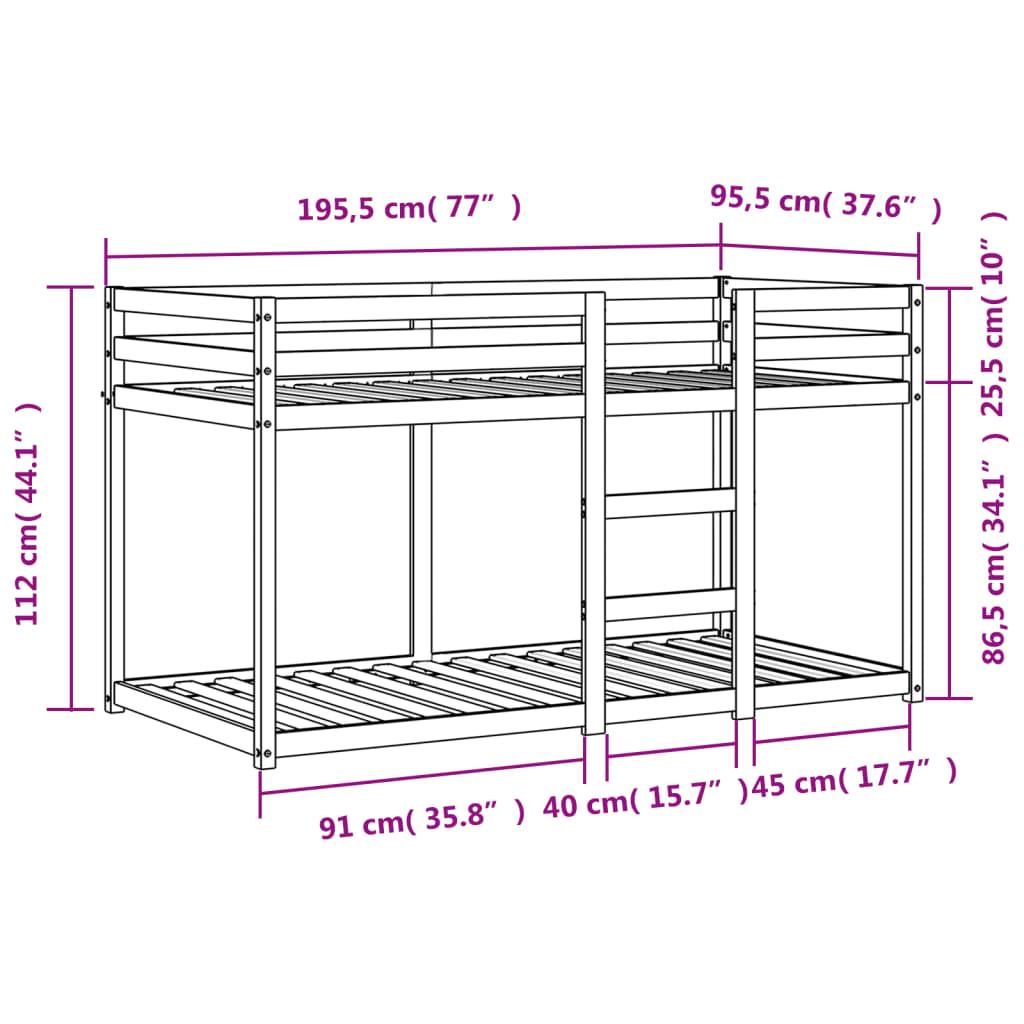 Våningssäng vaxad brun 90x190 cm massiv furu - HQ5