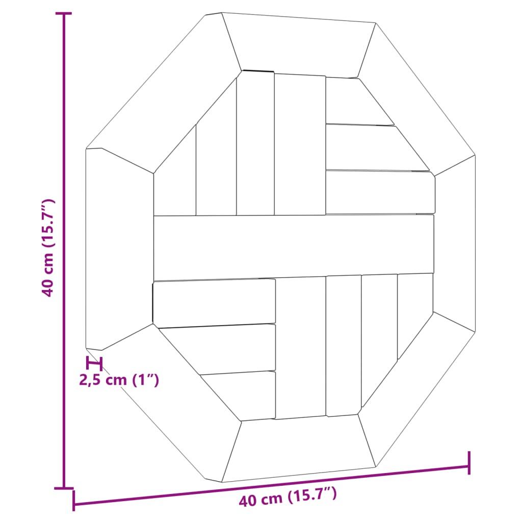 Bordsskiva 40x40x2,5 cm åttakantig massiv teak - HQ5