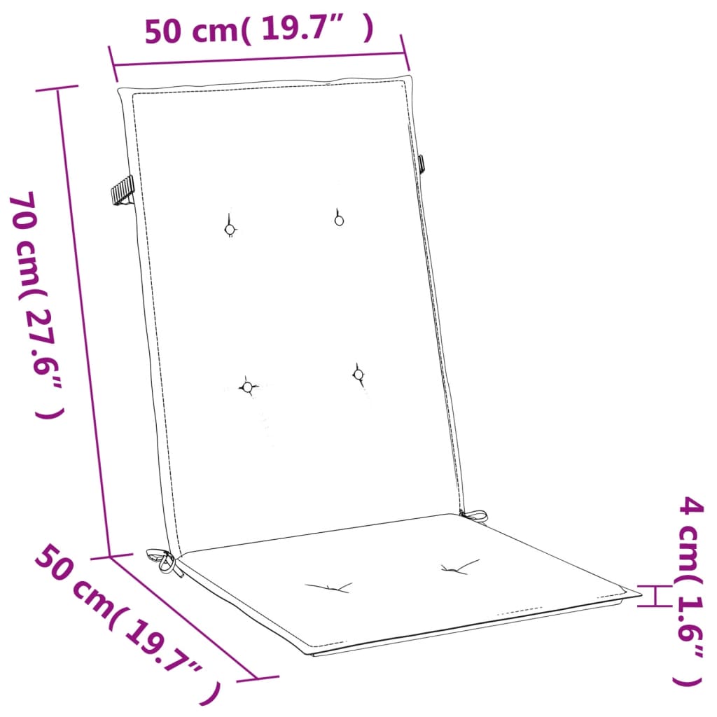 Stolsdynor högt ryggstöd 4 st melerad antracit 120x50x4 cm tyg