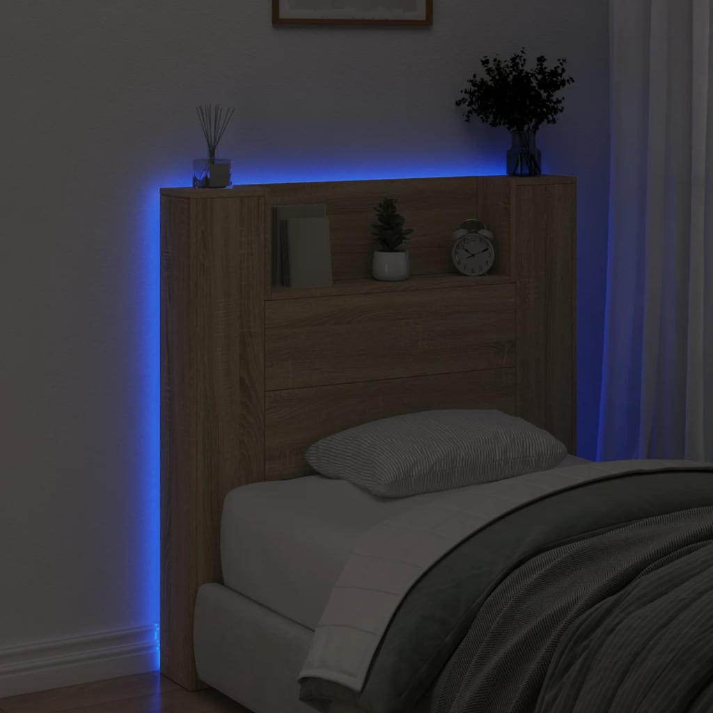 Sänggavel med LED sonoma-ek 100x16,5x103,5 cm