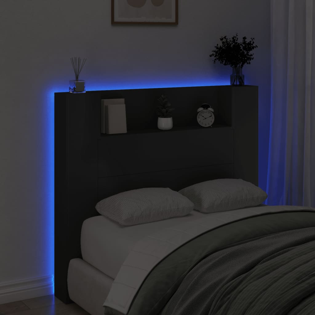 Sänggavel med LED svart 120x16,5x103,5 cm