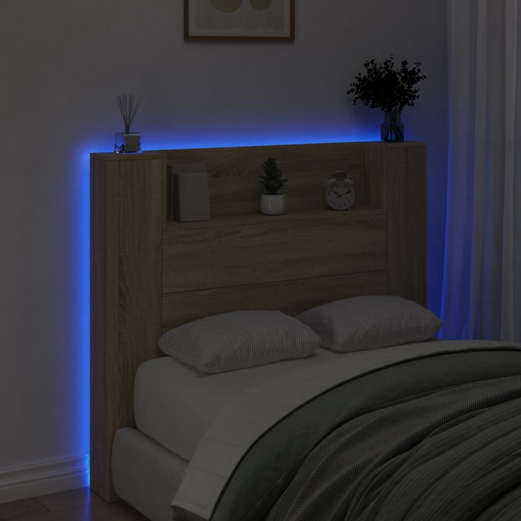 Sänggavel med LED sonoma-ek 120x16,5x103,5 cm