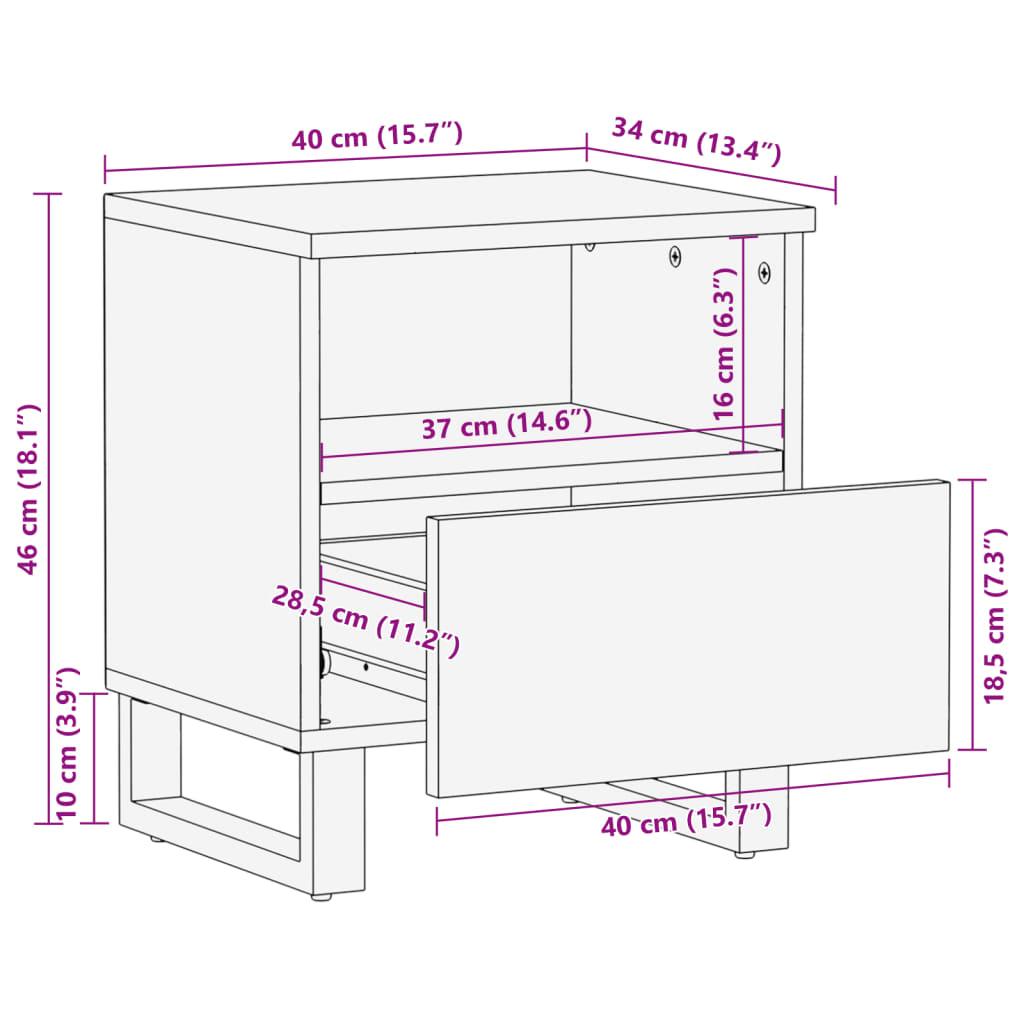 Nattduksbord 2 st 40x34x46 cm massivt grovt mangoträ