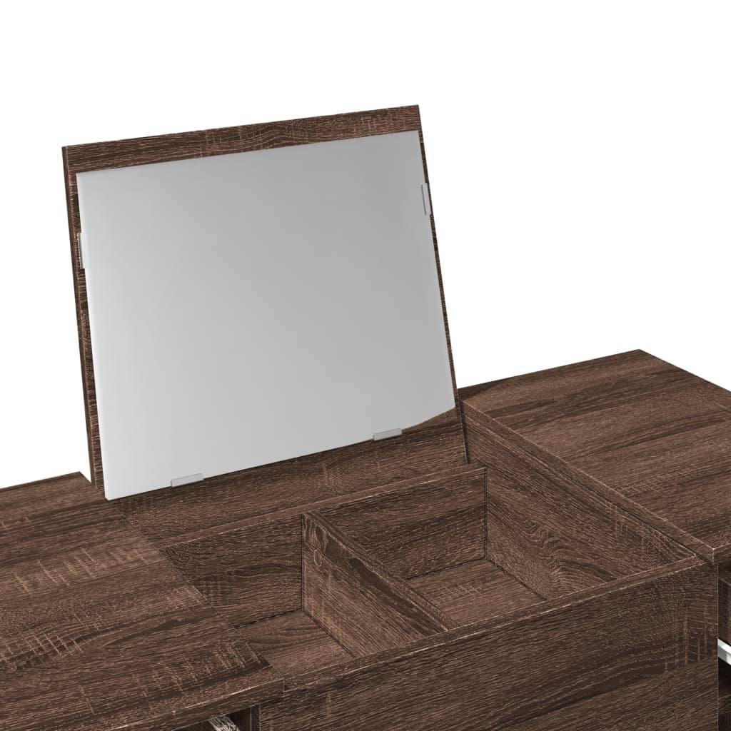 Sminkbord med spegel brun ek 100x45x76 cm - HQ5