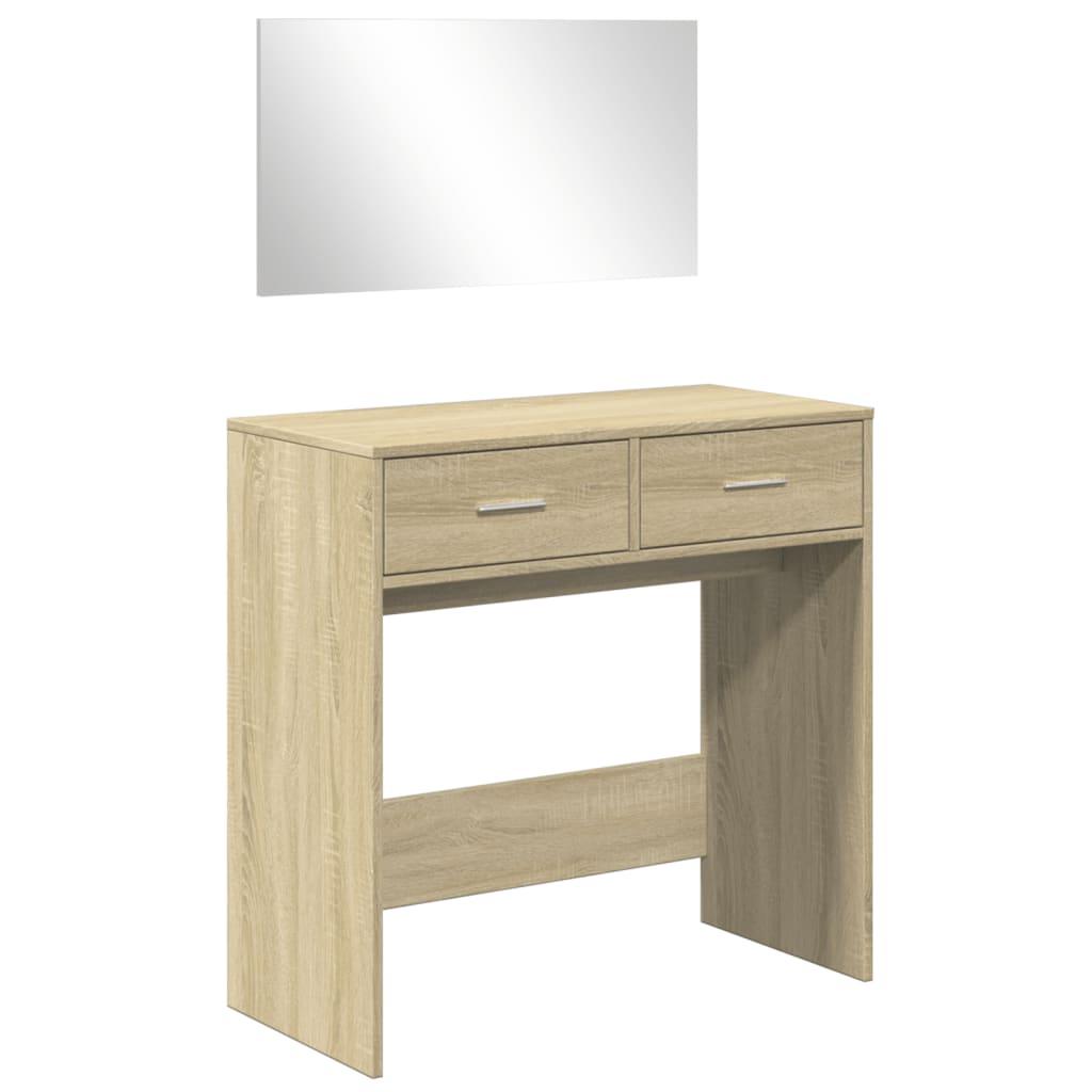 Sminkbord med spegel sonoma-ek 80x39x80 cm - HQ5