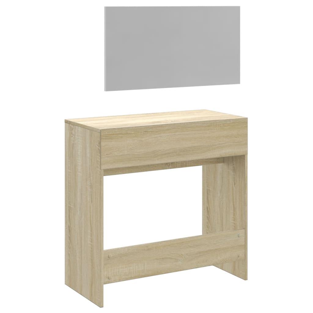 Sminkbord med spegel sonoma-ek 80x39x80 cm - HQ5