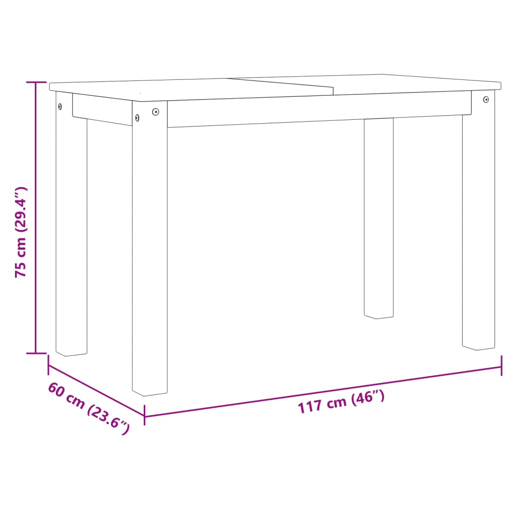 Matbord Panama 117x60x75 cm massiv furu