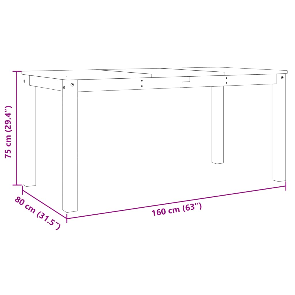 Matbord Panama 160x80x75 cm massiv furu