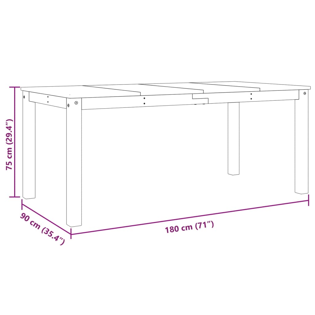 Matbord Panama 180x90x75 cm massiv furu