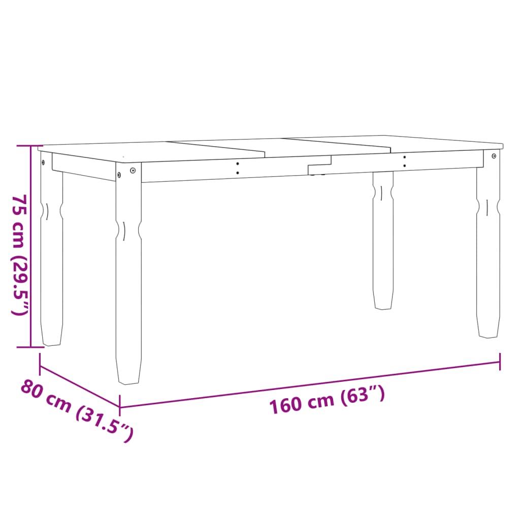 Matbord Corona grå 160x80x75 cm massiv furu - HQ5