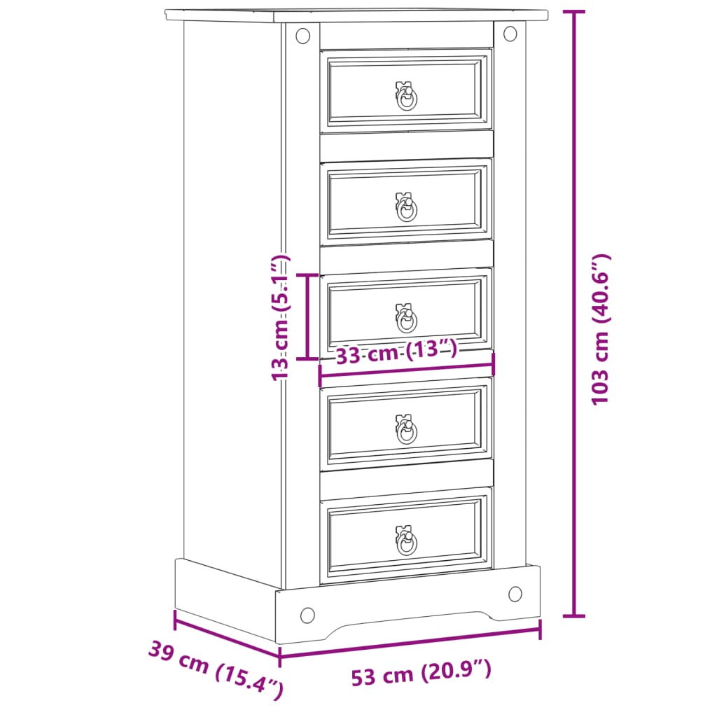 Sängbord Corona 53x39x103 cm massiv furu