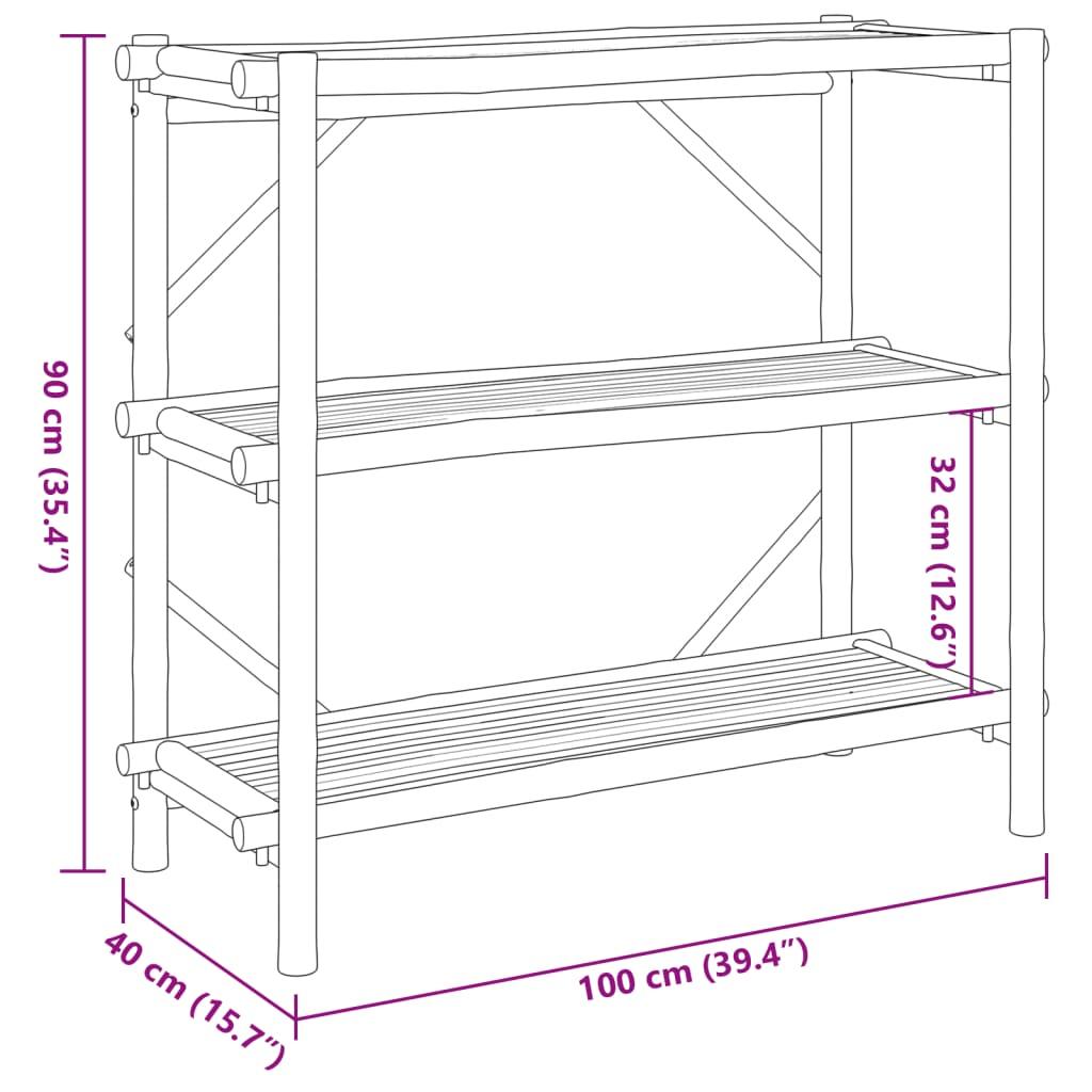 Bokhylla 3 hyllplan 100x40x90 cm bambu - HQ5