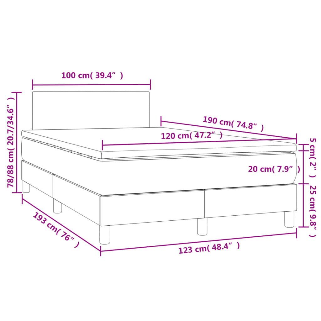 Ramsäng med madrass & LED mörkgrön 120x190 cm sammet