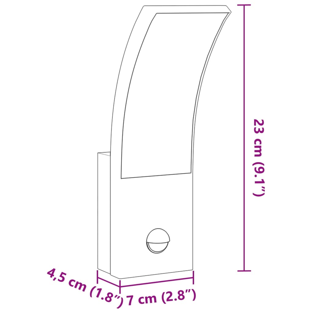 Utomhusvägglampa LED med sensor vit gjuten aluminium