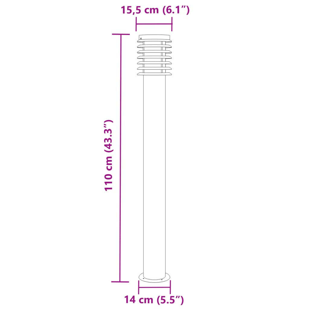 Utomhusgolvlampor 3 st svart 110 cm rostfritt stål