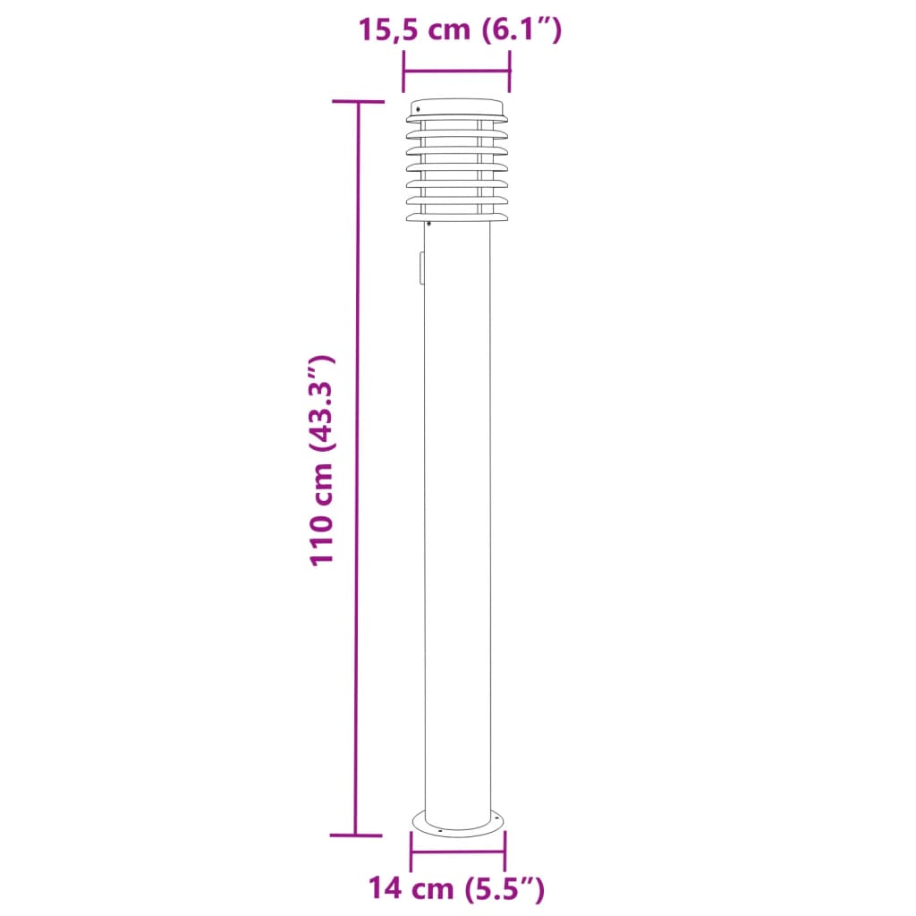 Utomhusgolvlampa med eluttag silver 110 cm rostfritt stål