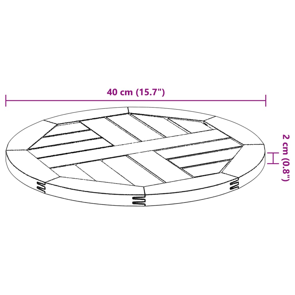 Bordsskiva Ø40x2 cm rund massivt akaciaträ