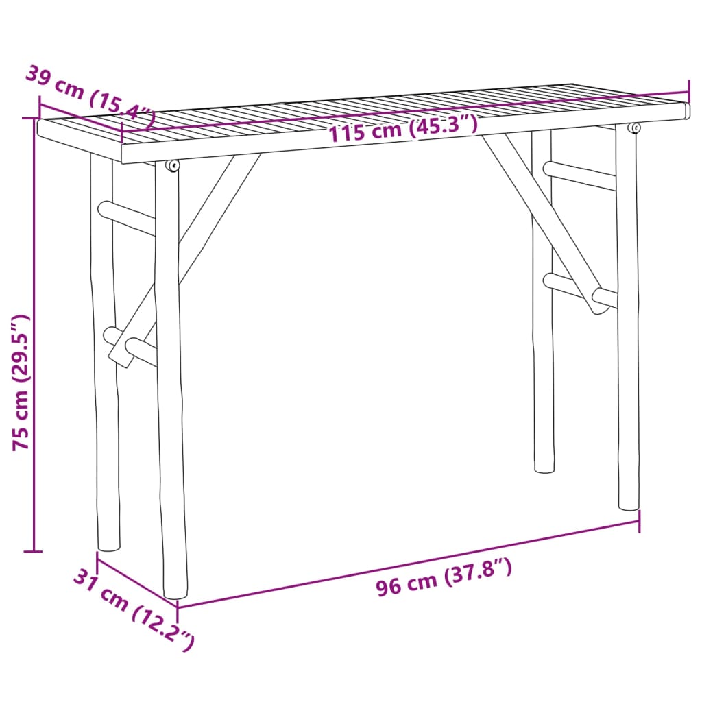 Konsolbord 115x39x75 cm bambu