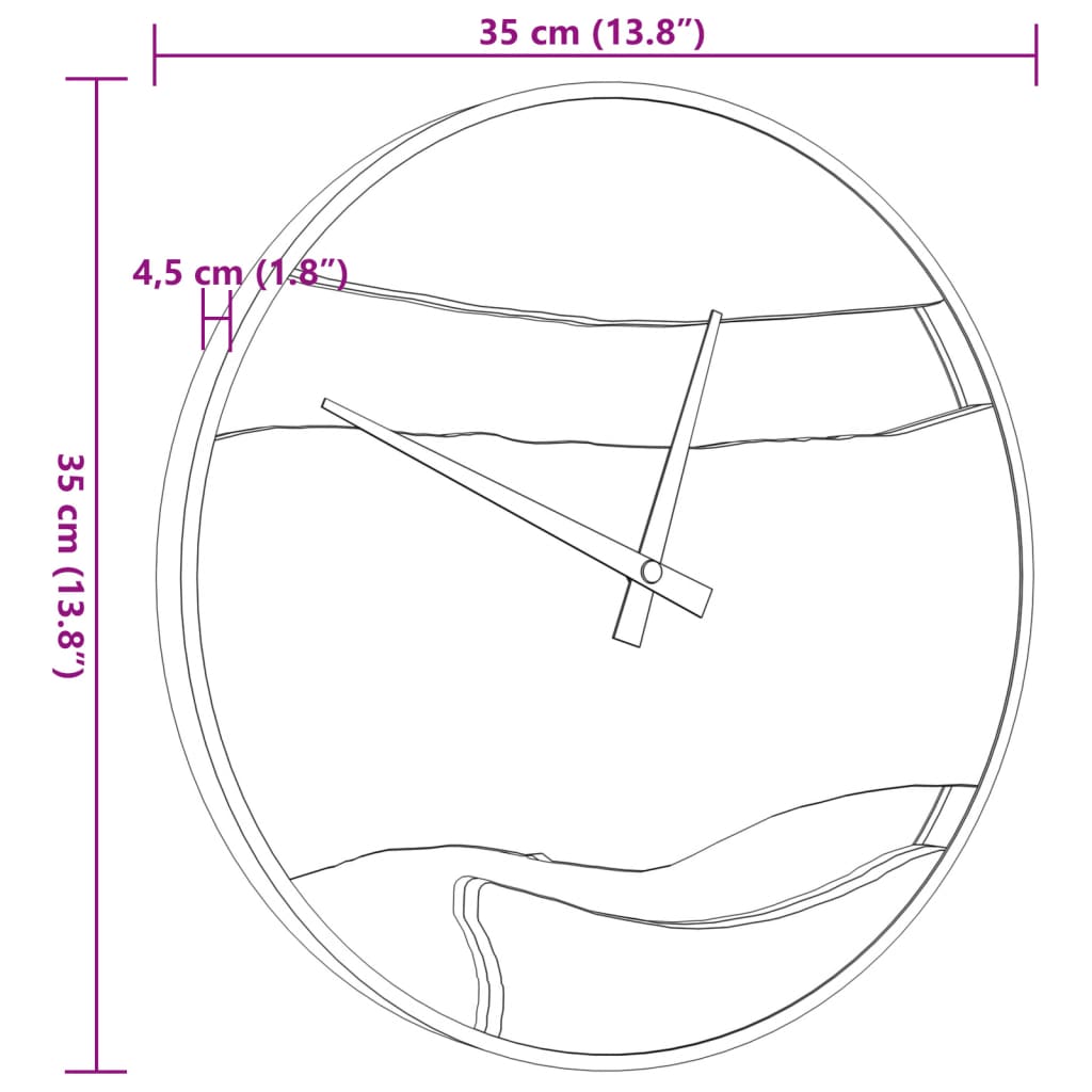 Väggklocka brun Ø35 cm järn och olivträ