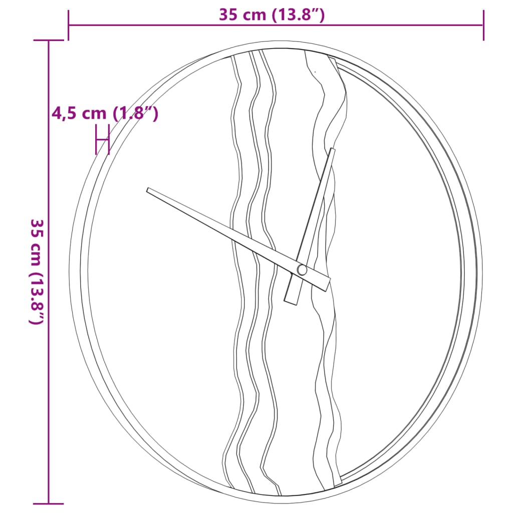 Väggklocka brun Ø35 cm järn och ekträ