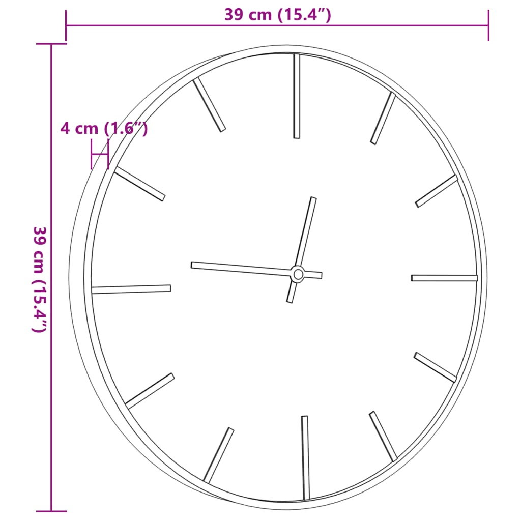 Väggklocka brun Ø39 cm järn och konstruerat trä