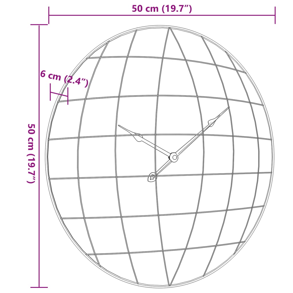 Väggklocka gul&svart Ø50 cm järn och konstruerat trä