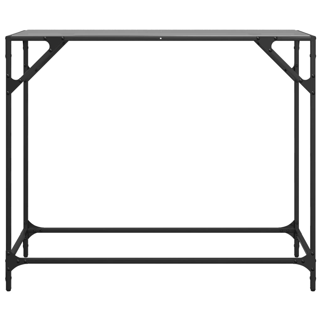 Konsolbord med svart glasskiva 98x35x81 cm stål