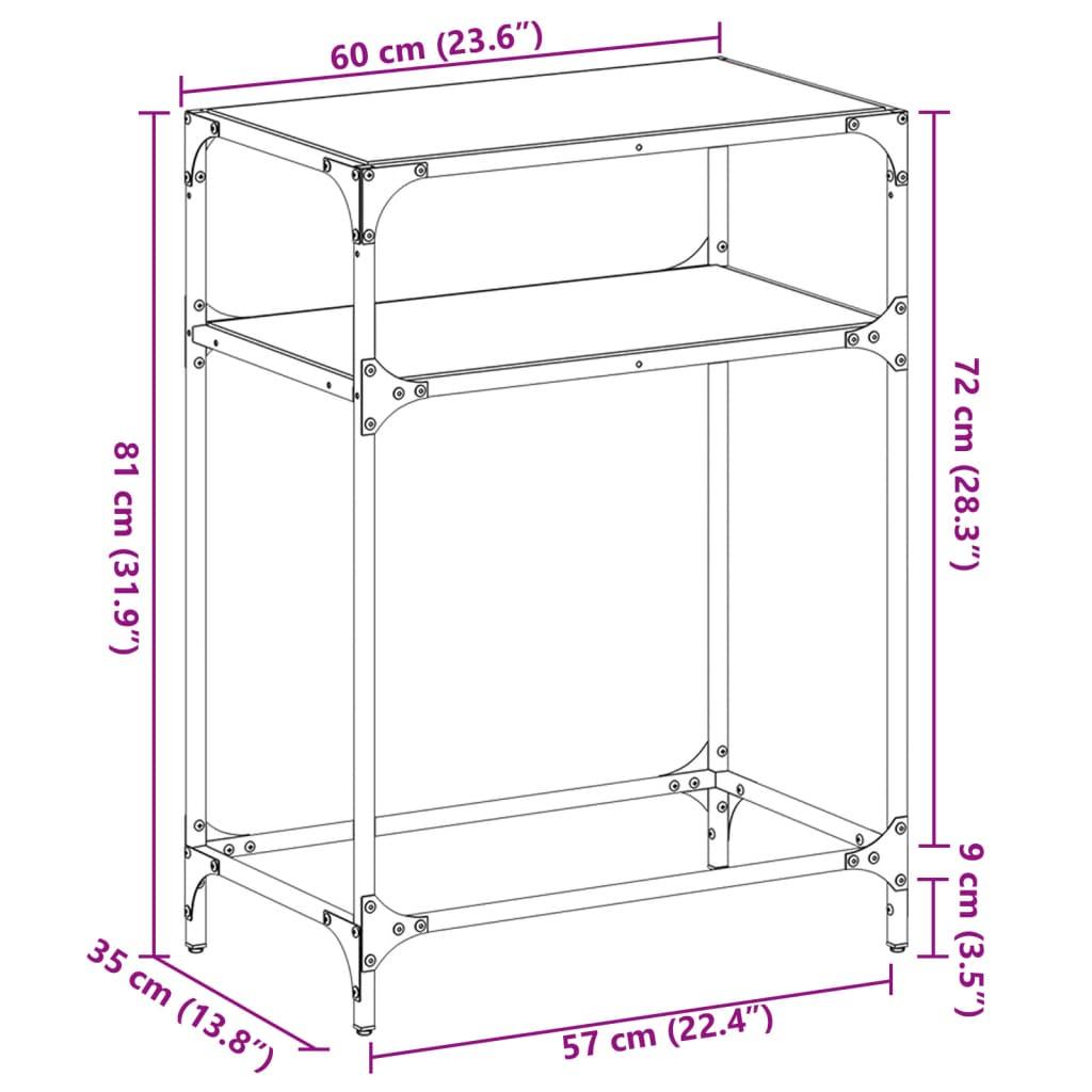 Soffbord med transparent glasskiva 60x35x81 cm stål - HQ5