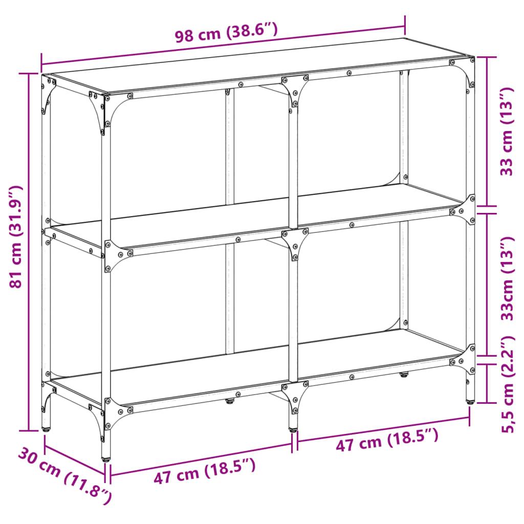 Konsolbord med transparent glasskiva 98x30x81 cm stål - HQ5