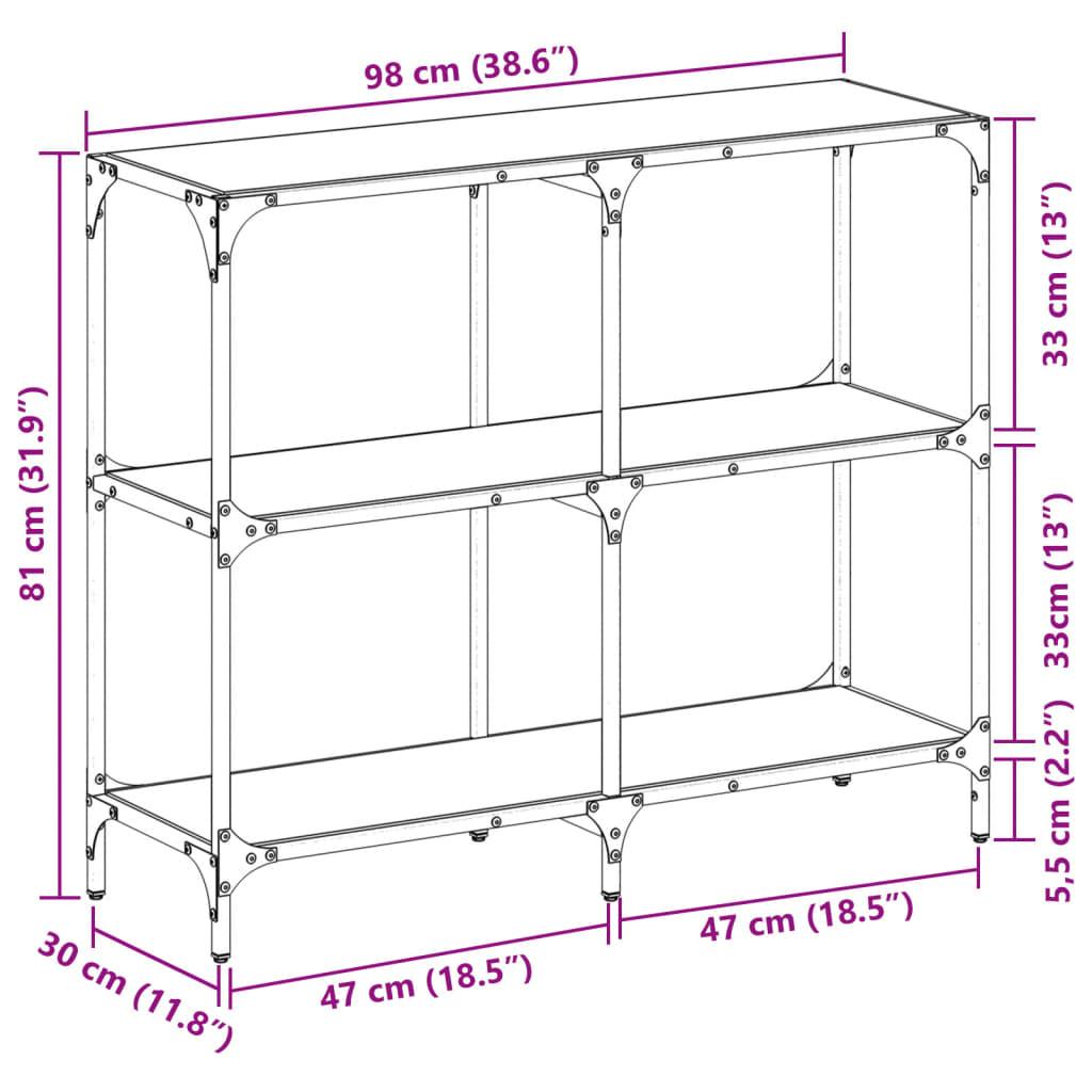 Konsolbord med svart glasskiva 98x30x81 cm stål - HQ5