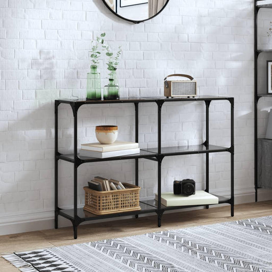 Konsolbord med svart glasskiva 118,5x30x81 cm stål - HQ5