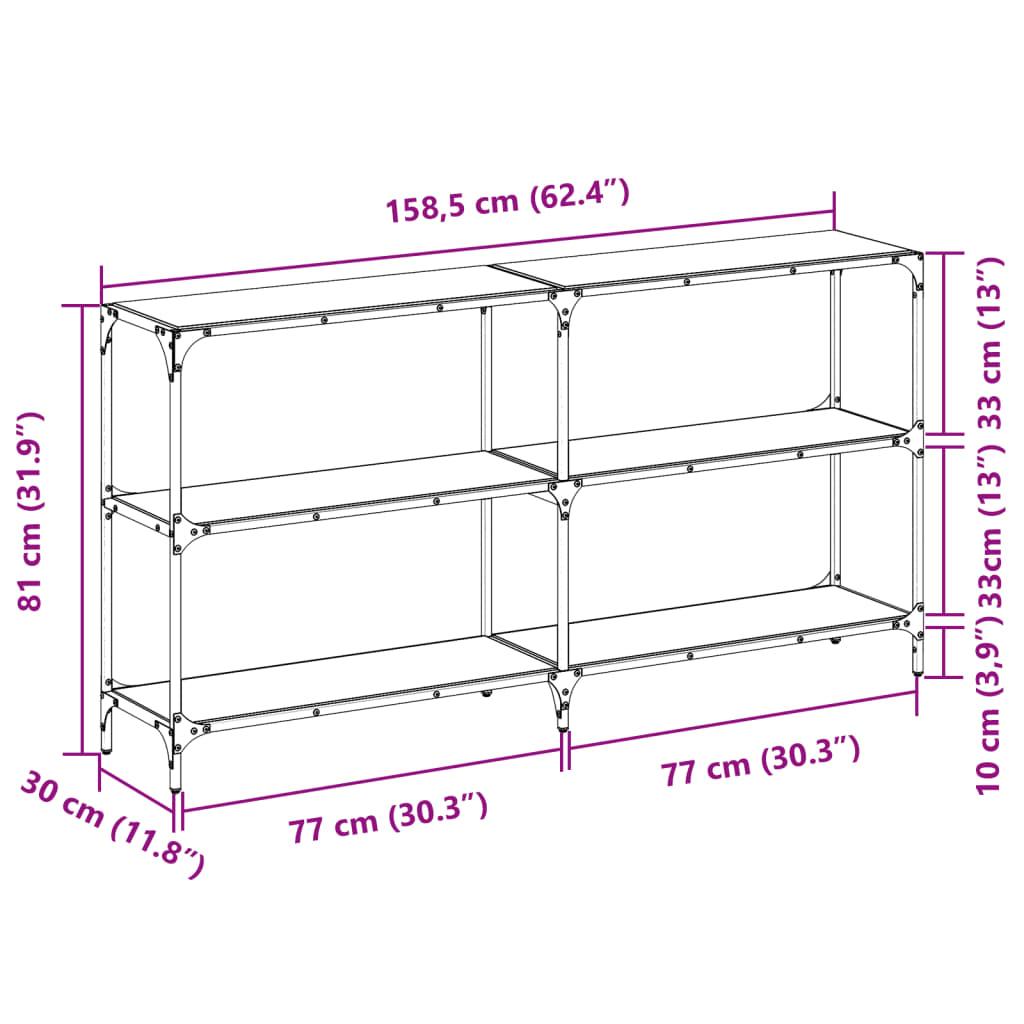 Konsolbord med svart glasskiva 158,5x30x81 cm stål - HQ5