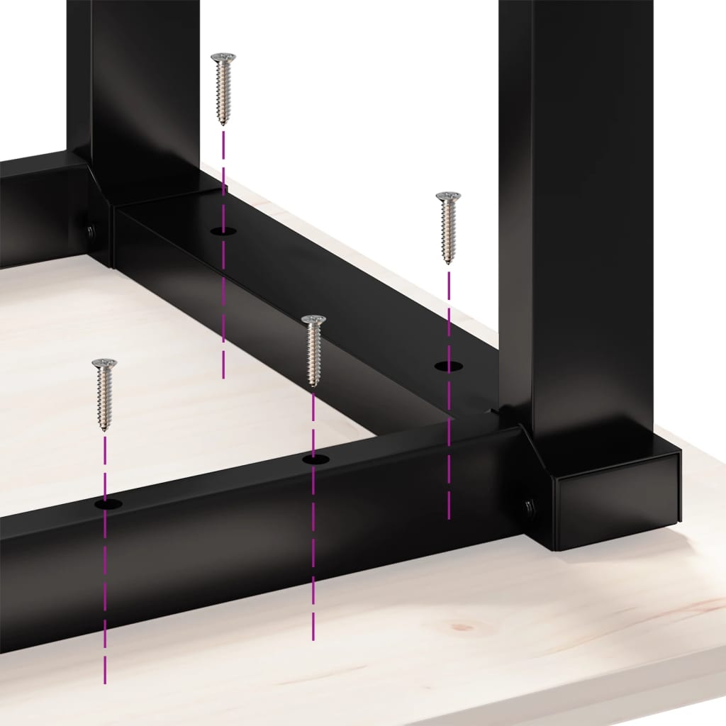 Soffbord O-ram 160x40x45 cm massiv furu och stål