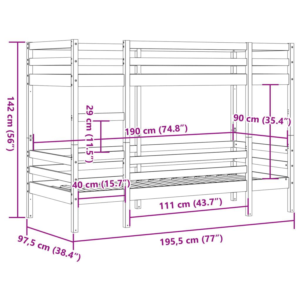 Våningssäng vit 90x190 cm massiv furu - HQ5