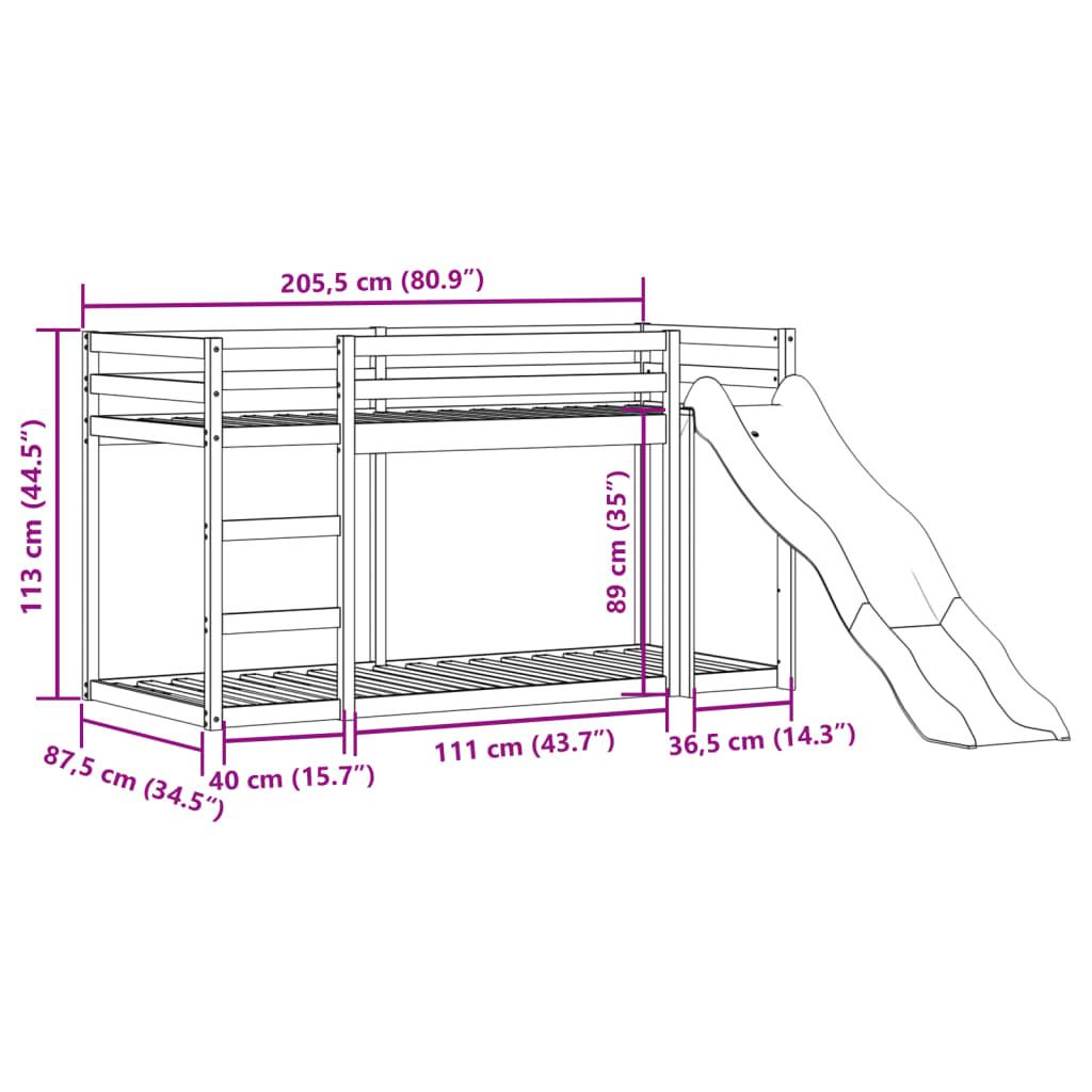 Våningssäng rutschkana&stege vit 80x200 cm massiv furu - HQ5