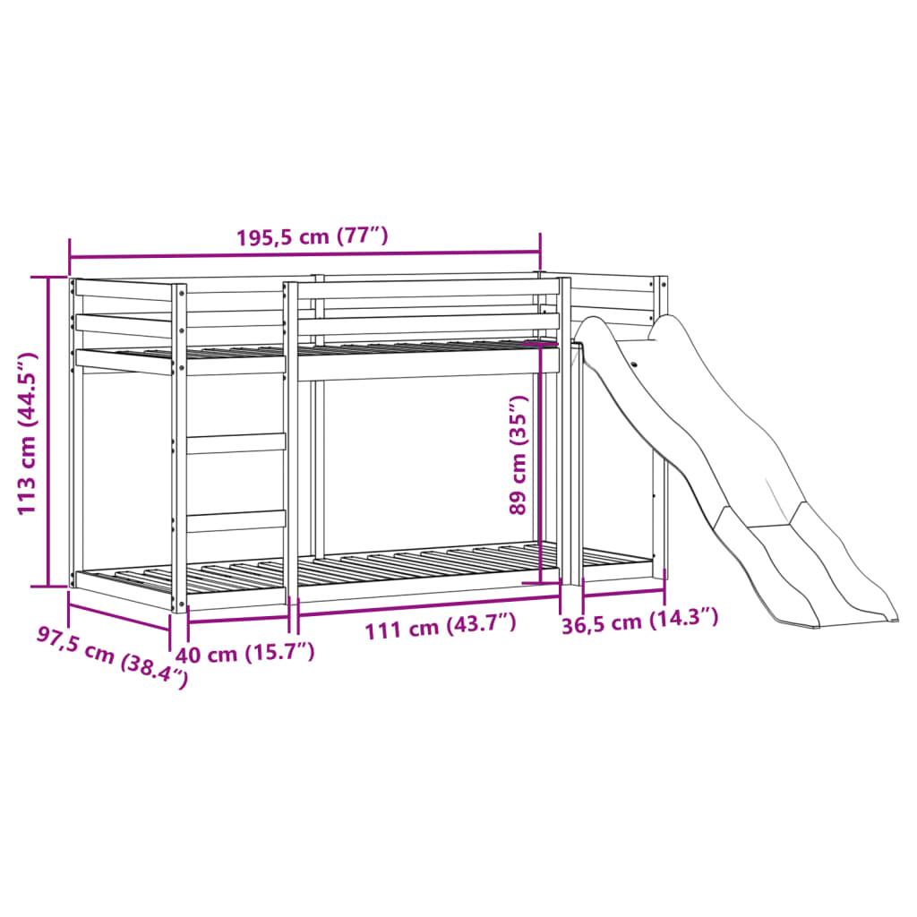 Våningssäng rutschkana&stege vit 90x190 cm massiv furu - HQ5