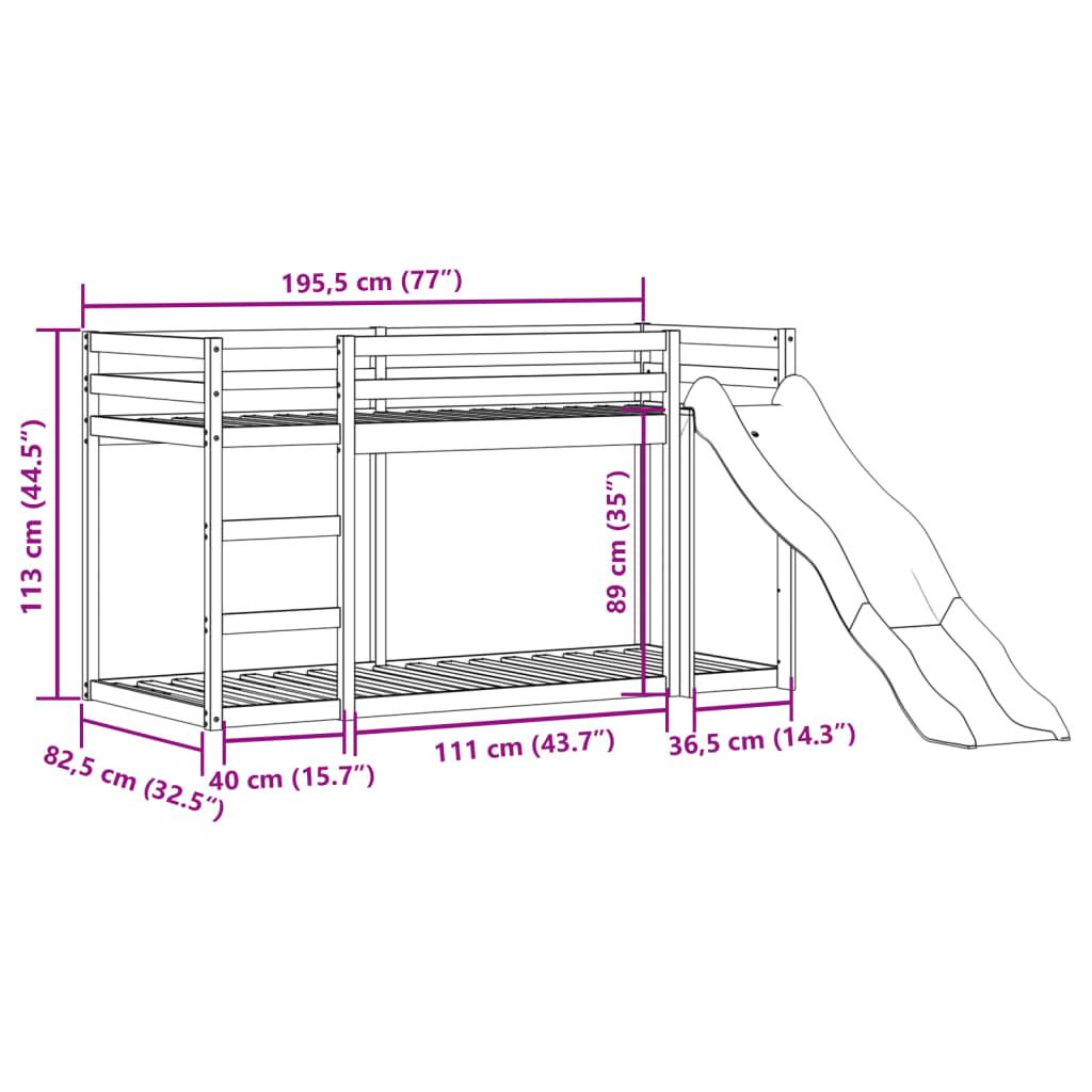 Våningssäng rutschkana&stege 75x190 cm massiv furu - HQ5